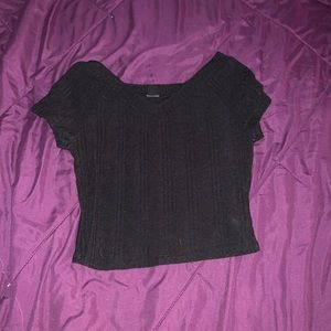 small fitted black striped top